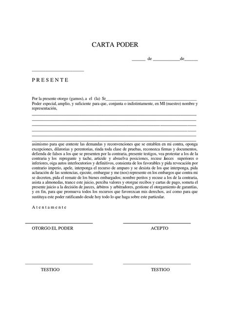 Modelo De Carta Poder Simple En Formato Word Y Pdf Descargar E Imprimir