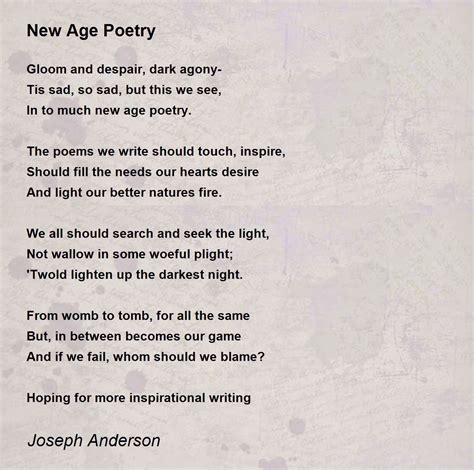 New Age Poetry Poem by Joseph Anderson - Poem Hunter