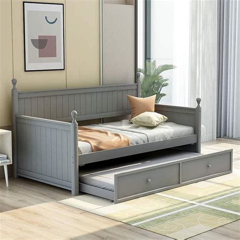 Amazon Meritline Twin Daybed With A Trundle Modern Style Wood