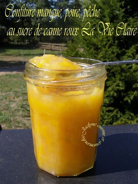 Confiture mangue poire pêche au sucre de canne roux La Vie Claire