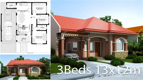 Home Design Plan 13x12m With 3 Bedrooms Home Ideas