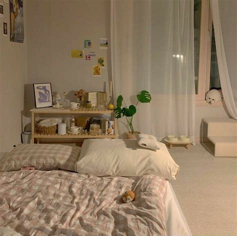 Korean Bedroom Aesthetic Home Bedroom Bed Sleep Minimalist Small Room
