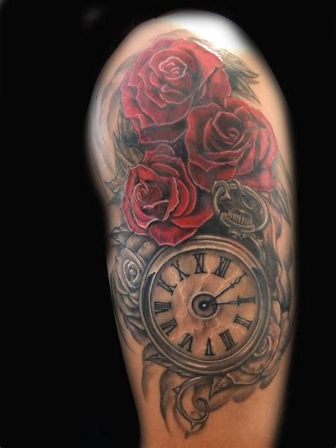 Pin By Jennifer Reeder On Tattoos Clock And Rose Tattoo Cover Tattoo