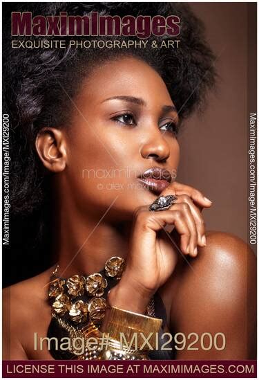 Photo Of Beauty Face Portrait Of Black African American Woman Wearing Jewelry Stock Image Mxi29200