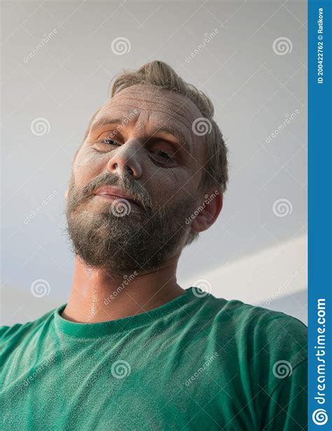 Portrait Of Man With Dust On A Face Stock Photo Image Of Contractor