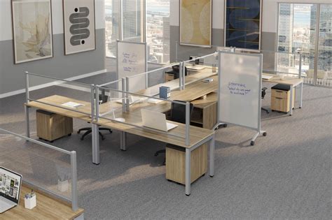 4 Person Workstation With Storage Elements By Harmony Collection