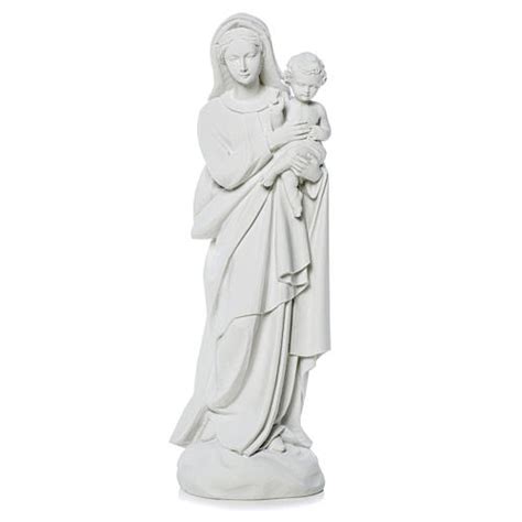 Virgin Mary And Baby Jesus Statue In Reconstituted Marble 60 Cm