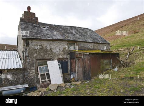 Derelict Farmhouse At Sheep Farm On Mountainside Above Pontypool