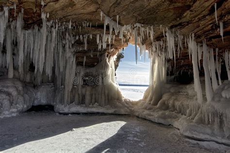 Apostle Islands Ice Caves On Frozen Lake Superior Wisconsin Stock