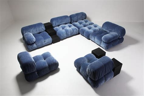Mario Bellini Camaleonda Sectional Sofa In Blue Velvet At