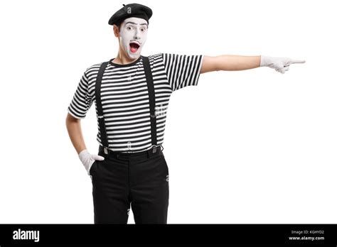 Mime Artist Pointing Isolated On White Background Stock Photo Alamy