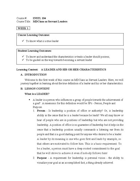 Lesson-1-Module - Notes - Course #: INSTI. 104 Course Title: MDCians as