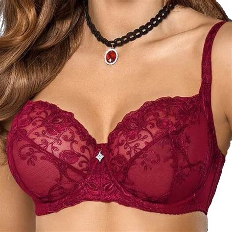 Large Cup Red Bra Sheer Lace Balconette Rania