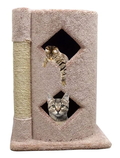 Cozycatfurniture Carpet Cat Condo 2 Story Modern Kitty Condo With