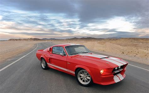Hd Wallpaper Red Ford Mustang Coupe Shelby Classic Gt500cr