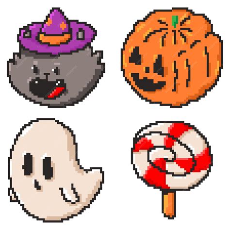 Premium Vector Halloween Pixel Art Characters Vector Set Isolated On