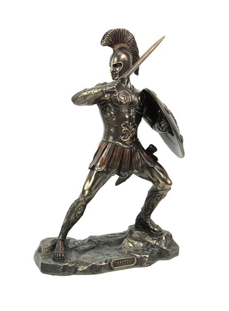 Veronese Design Trojan Hero Warrior Hector Of Troy Holding Spear And Shield Tabletop Statue