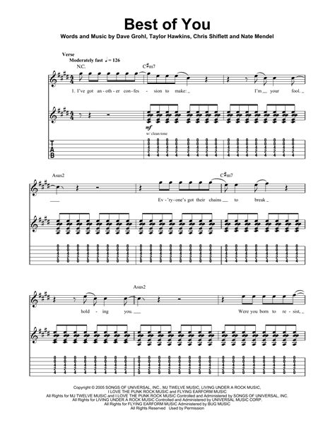 Best Of You By Foo Fighters Guitar Tab Play Along Guitar Instructor