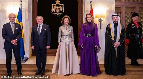 Queen Rania Of Jordan Stuns In Pleated Purple Gown As She Hosts State Dinner With King Abdullah