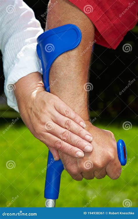 Pair Of Hands With Crutches Stock Image Image Of Hands Nature 194938361