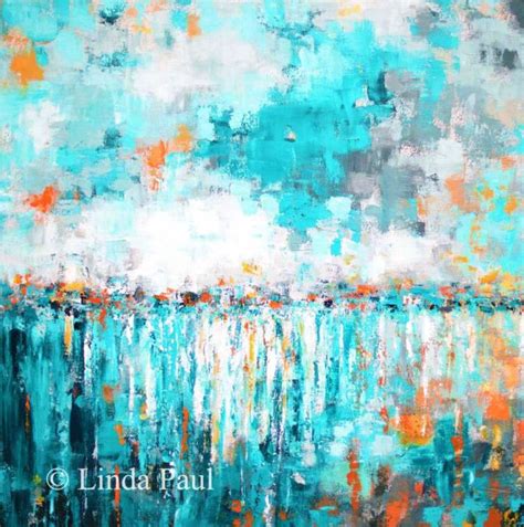 Turquoise Reflections Abstract Ocean Sky Painting By