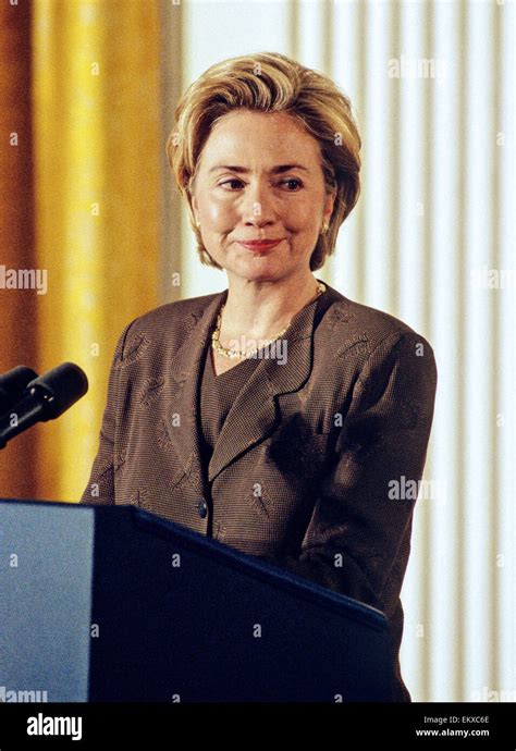 An Archive Picture Dated 24 November 1998 Shows First Lady Hillary Rodham Clinton Making