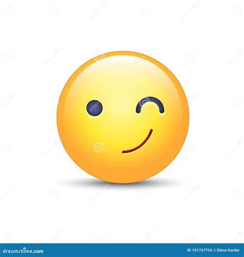 Winking Fun Cartoon Emoji Face Wink And Smile Happy Vector Emoticon
