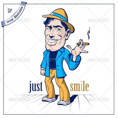 Cartoon Smile Cute Man Smoke By Pixelinstudio Graphicriver