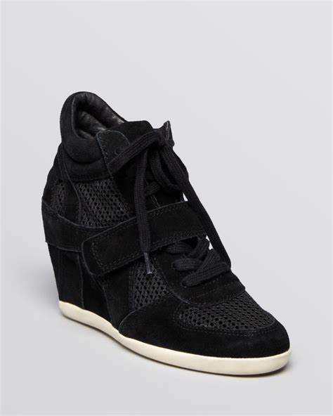 Ash Lace Up High Top Wedge Sneakers Bowie Mesh In Black Lyst