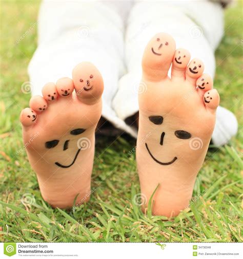 Smileys On Toes And Soles Stock Photo Image Of Smiling