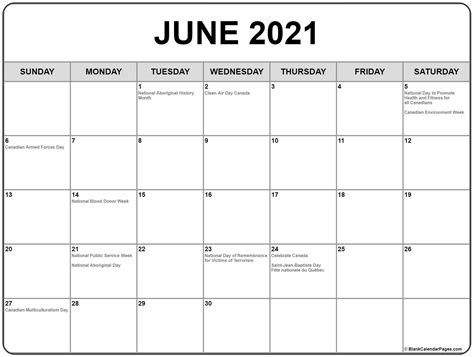 Printable June 2021 Calendar Templates With Holidays Images