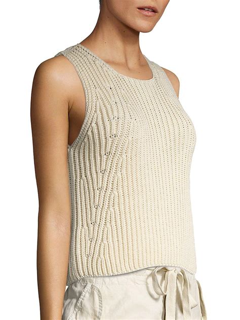 Vince Cotton Chunky Rib Knit Tank Top In White Lyst