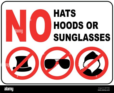 No Aviator Sunglasses No Hats No Hoods Sign Red Prohibition Circle
