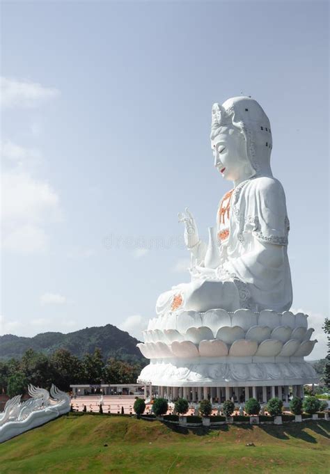 Guan Yin Big White Buddha In Chiang Rai Thailand Stock Image Image