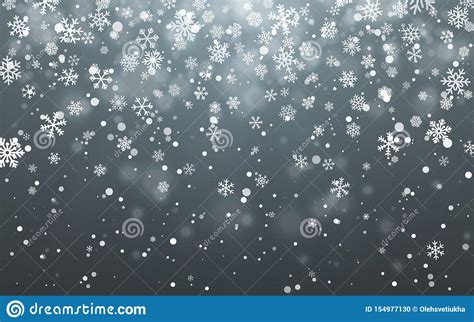 Christmas Snow Falling Snowflakes On Dark Background Snowfall Stock