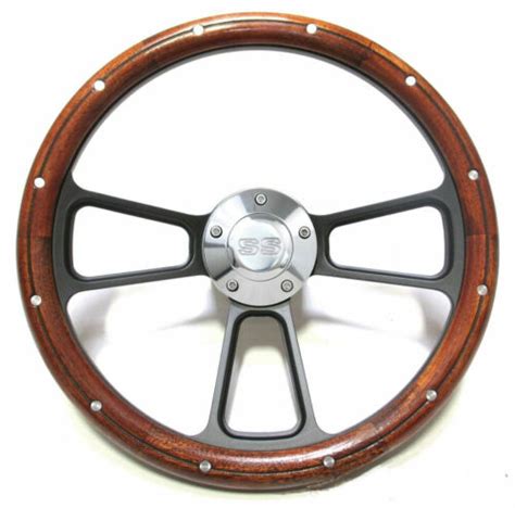 Custom Mahogany And Billet Steering Wheel Kit For 1964 1966 Chevy Ii