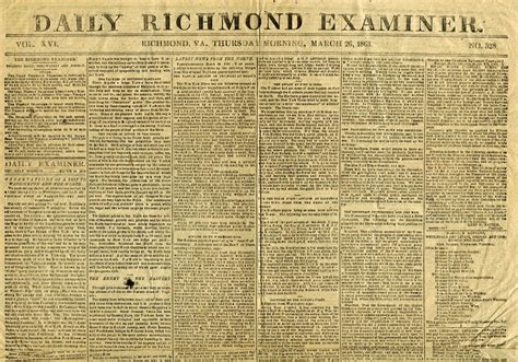Newspapers In Virginia During The Civil War Confederate Encyclopedia