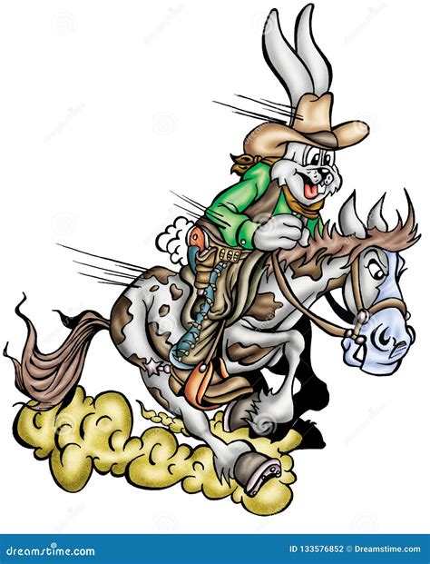 High Quality Illustration Of Bunny Rabbit Cowboy Mascot Cover