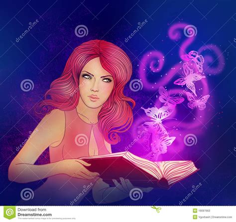 Young Beautiful Girl Holding A Magic Book Stock