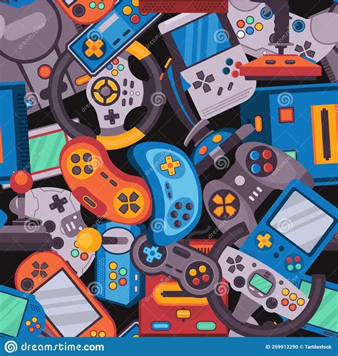 arcade game pattern seamless print of vintage video console cartoon