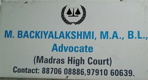 Advocate Backiyalakshmi In Ambattur Chennai 600053 Sulekha Chennai