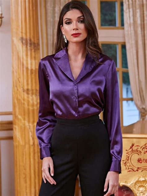 search purple satin blouse outfit satin blouse chic outfits classy
