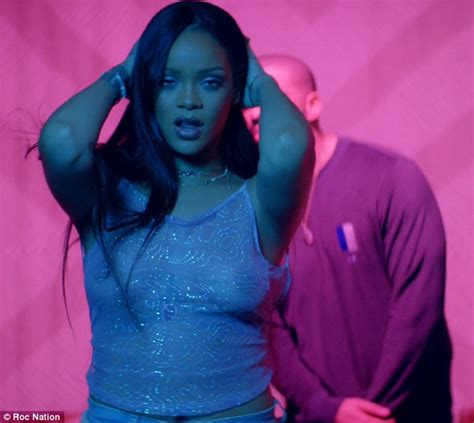 Rihanna Braless While Dancing With Drake In Work Music Video Daily Mail Online