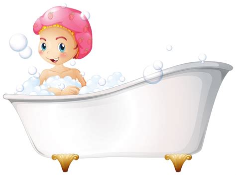 Una Niña Joven Tomar Un Baño Vector Gratis