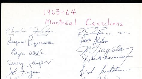 1963 64 Montreal Canadiens Team Signedautos 19 Beliveau Richard