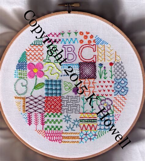 Sampler Hand Embroidery Pattern Fancy Stitches Sampler Etsy