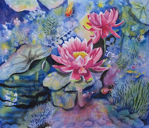 Lotus Pond Painting By Vidyut Singhal Fine Art America