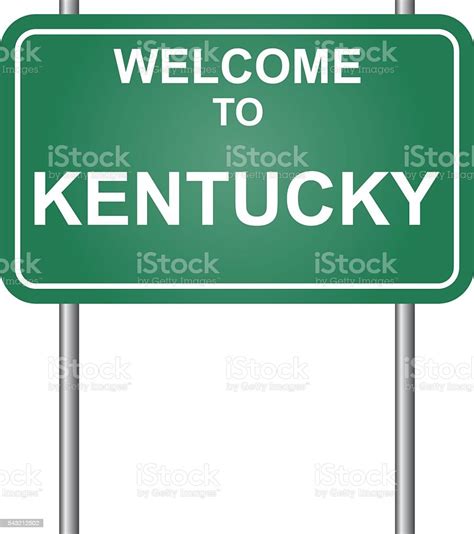 Welcome To State Of Kentucky Green Signal Vector Stock Illustration