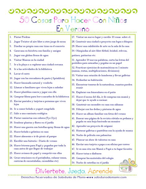 Lista De 50 Cosas Para Hacer Con Niños En Verano Sabiduría De Mami