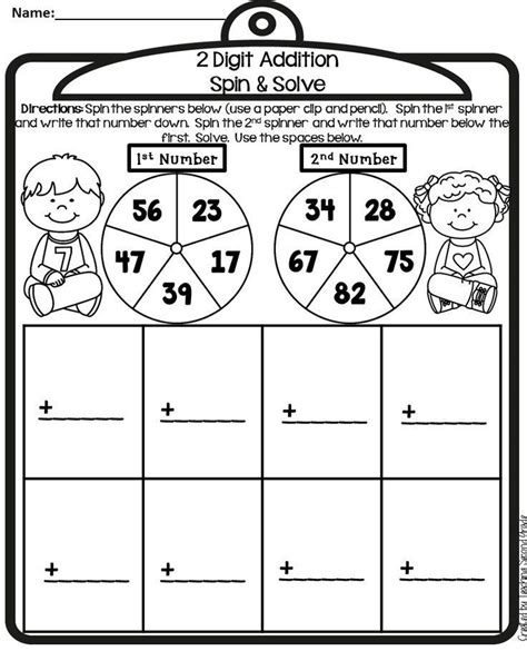 2 Digit Addition Worksheets Kindergarten Math Games Tpt Math Math